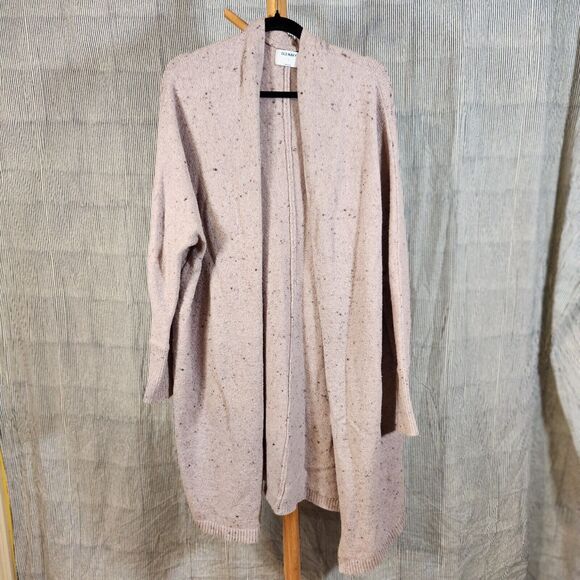 Old Navy Large $55 Pink Purple Confetti Oversized Open Cardigan Soft Girl Cozy - Picture 1 of 8